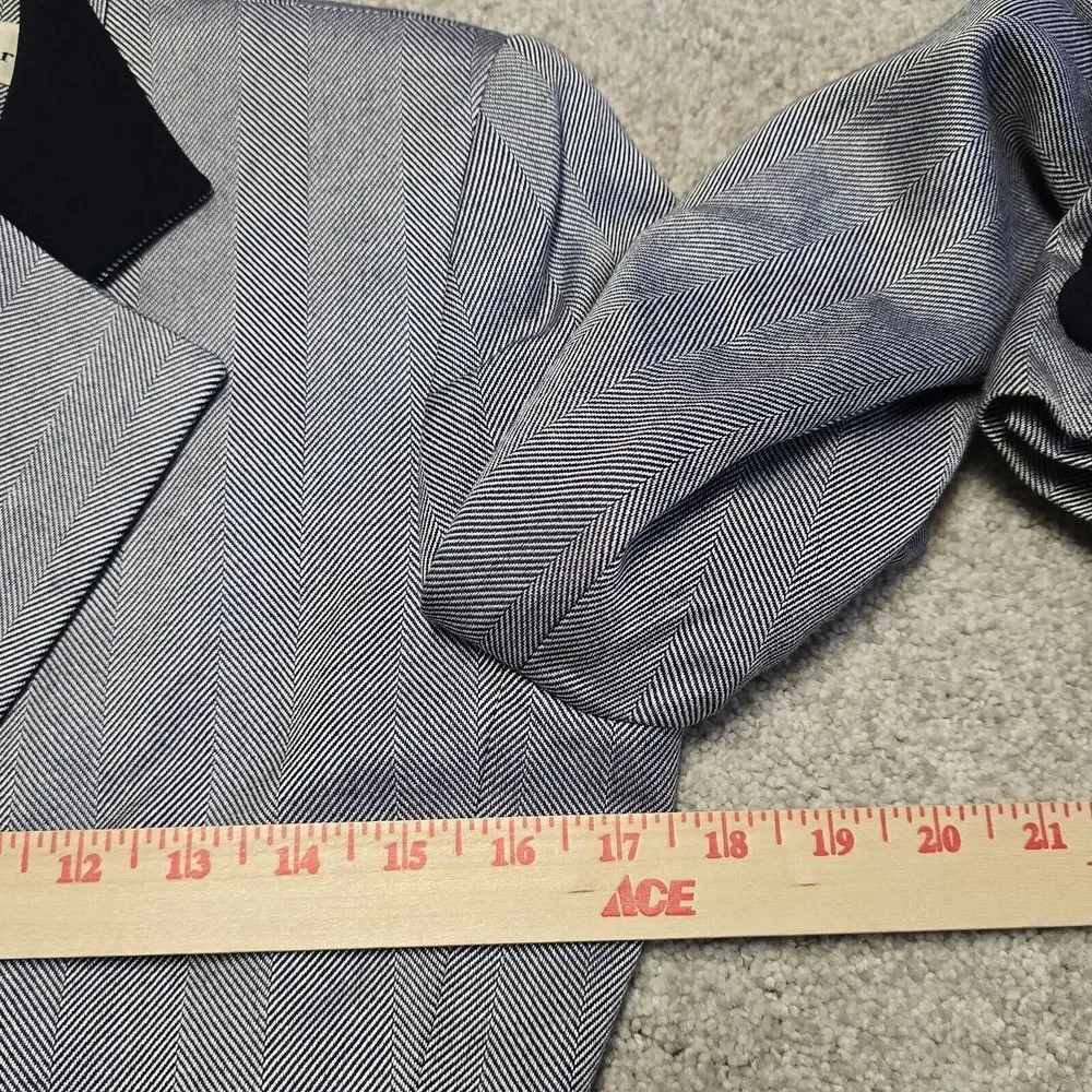 Christian Dior Womens Navy Blue Herringbone Blazer Sz 2 Elegant Academia Office‎